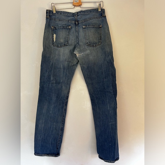 👖 Vintage J.Crew Slim Jean Rip & Repair Hand-patched Sz 29 Artisan Rigid Denim - Picture 2 of 5